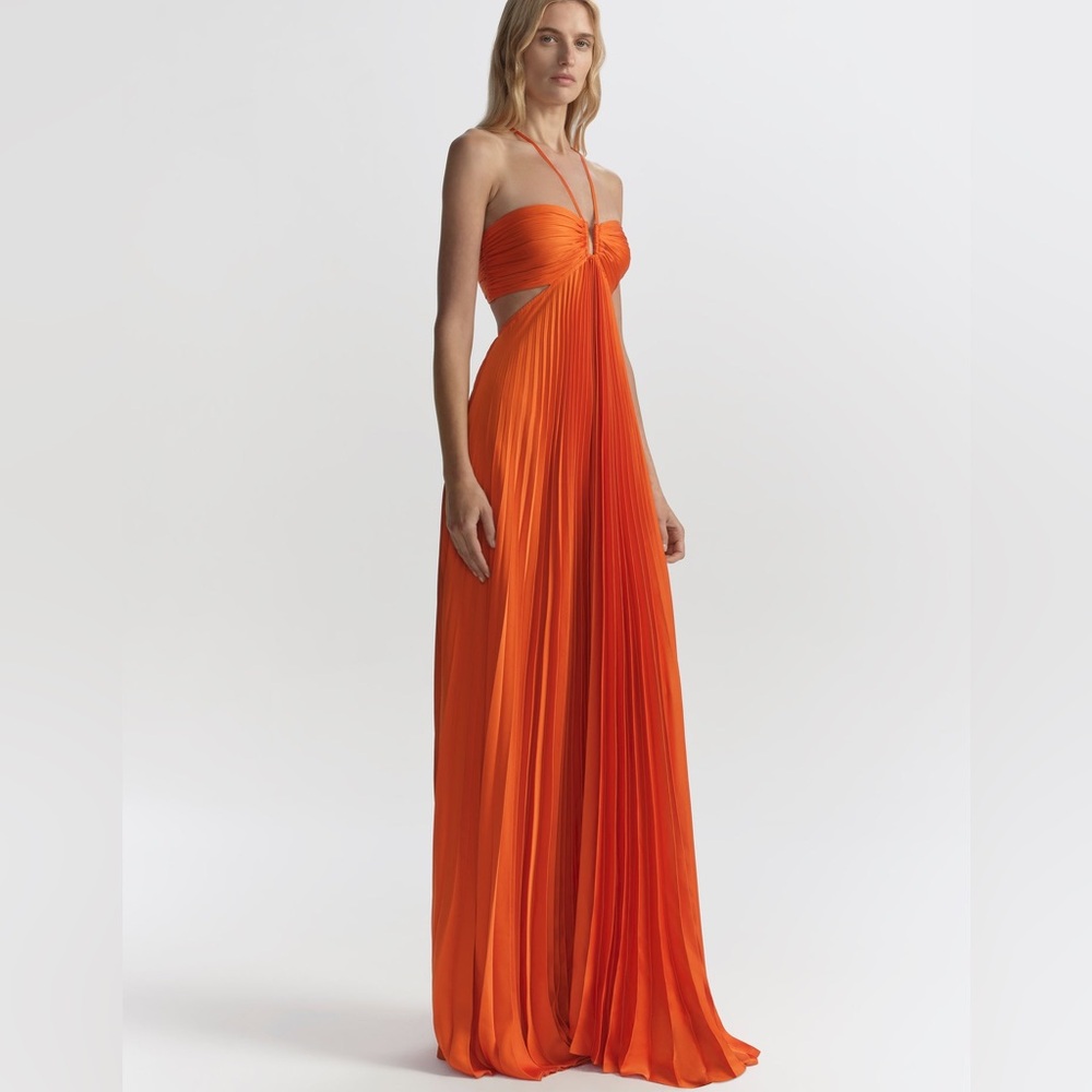 NWOT A.L.C. Moira Satin Pleated Maxi Dress - Picture 3 of 7